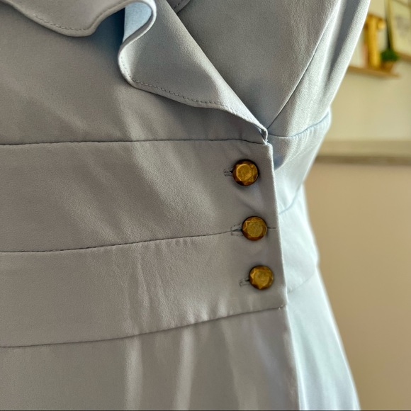 🏷SOLD Anthropologie Dusty Blue Ruffle Wrap Dress - Picture 4 of 12